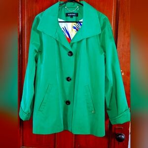 Ellen Tracy Kelly Green Rain Blazer Vibrant